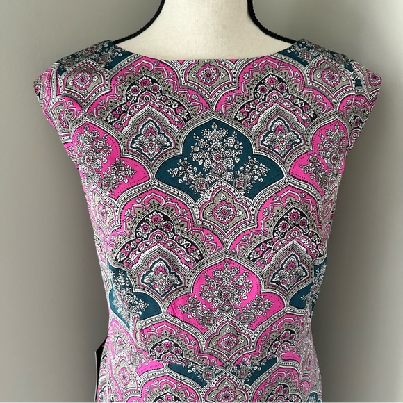 The Limited Pink Medallion Paisley Floral Print Sheath Dress Size 8 - Picture 2 of 9